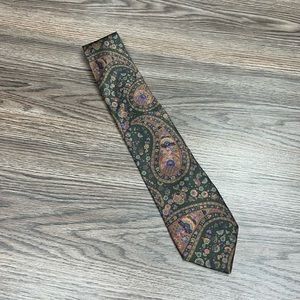 Nick Hilton Olive, Peach & Purple Paisley Silk Tie